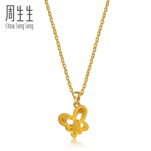 周生生黄金蝴蝶吊坠图片_珠宝图片