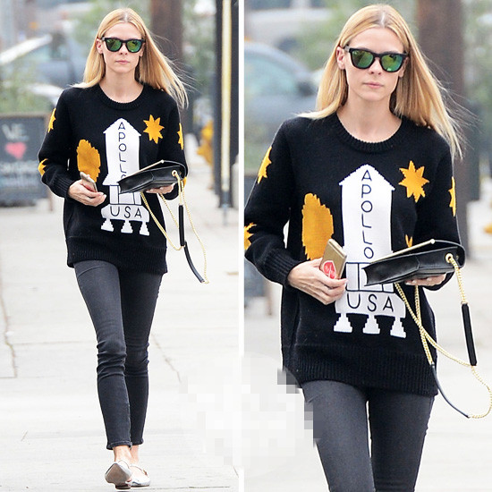 百搭卡通火箭毛衣 Lena Dunham撞衫Angelababy