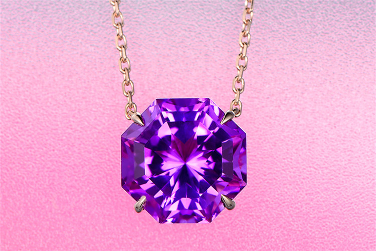 5克拉紫水晶钻石项链_珠宝图片