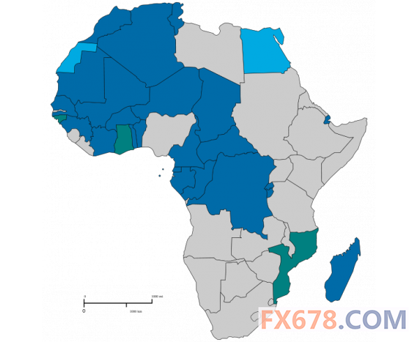 (图上深蓝色的就是以法语为官方语言的非洲国家)