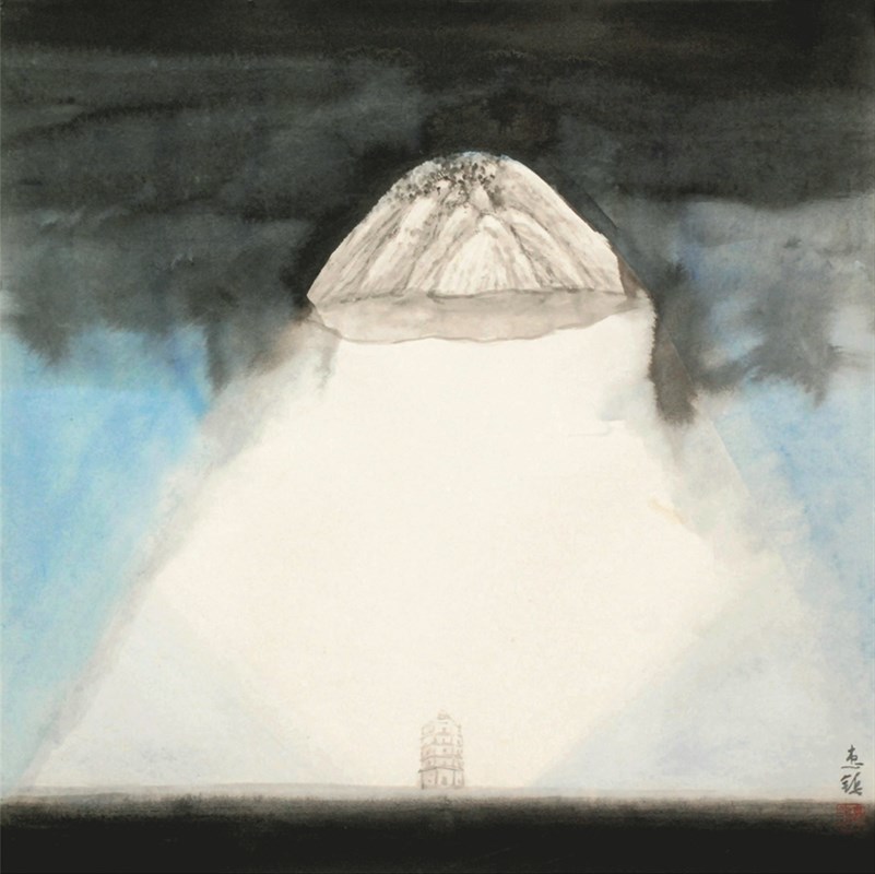 洪惠镇 灵鹫飞来 77x77cm 1990年 大美水墨,当代主题作品展.