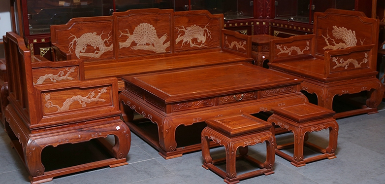 "古典新中式檀雕沙发"红木家具多少钱一套