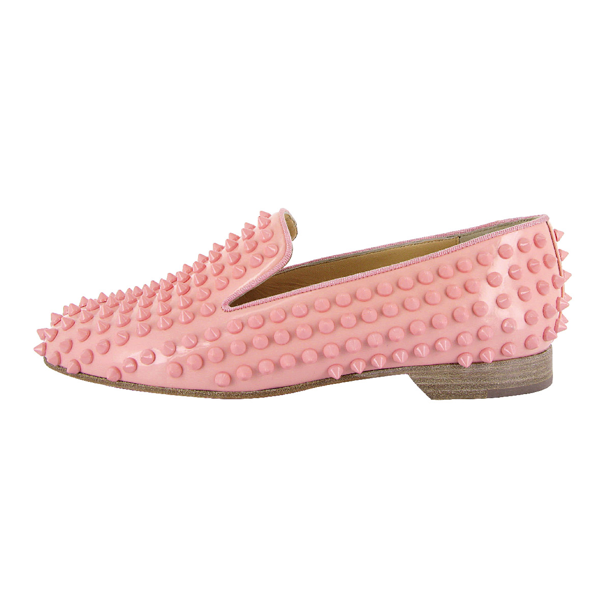 christianlouboutin克里斯提鲁布托粉色铆钉平底鞋