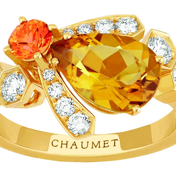 chaumet2013情人节beemylove蜂61爱昆虫系列橙色蓝宝石戒指