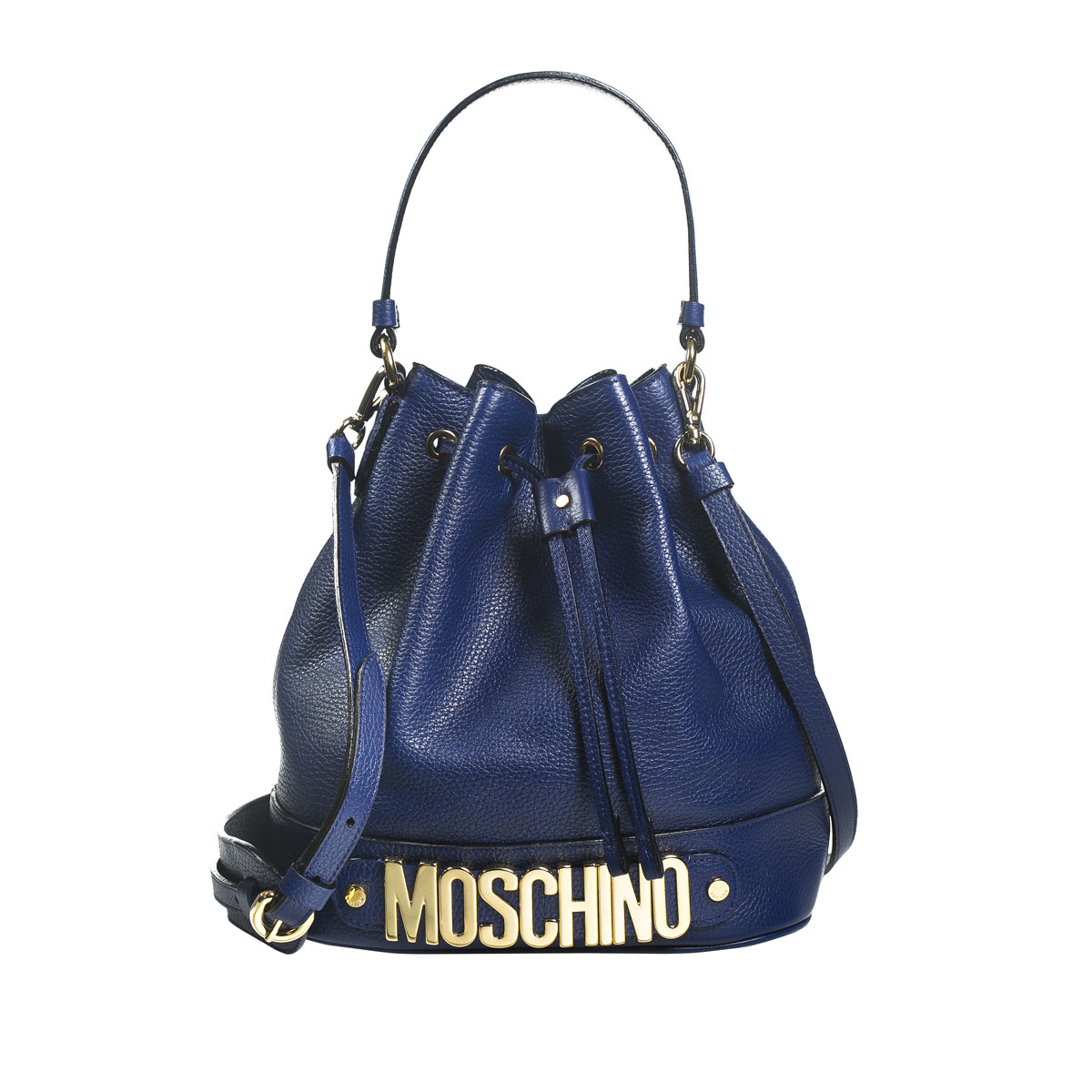 产品名称:moschino蓝色抽带水桶包 所属品牌:moschino莫斯奇诺 参考