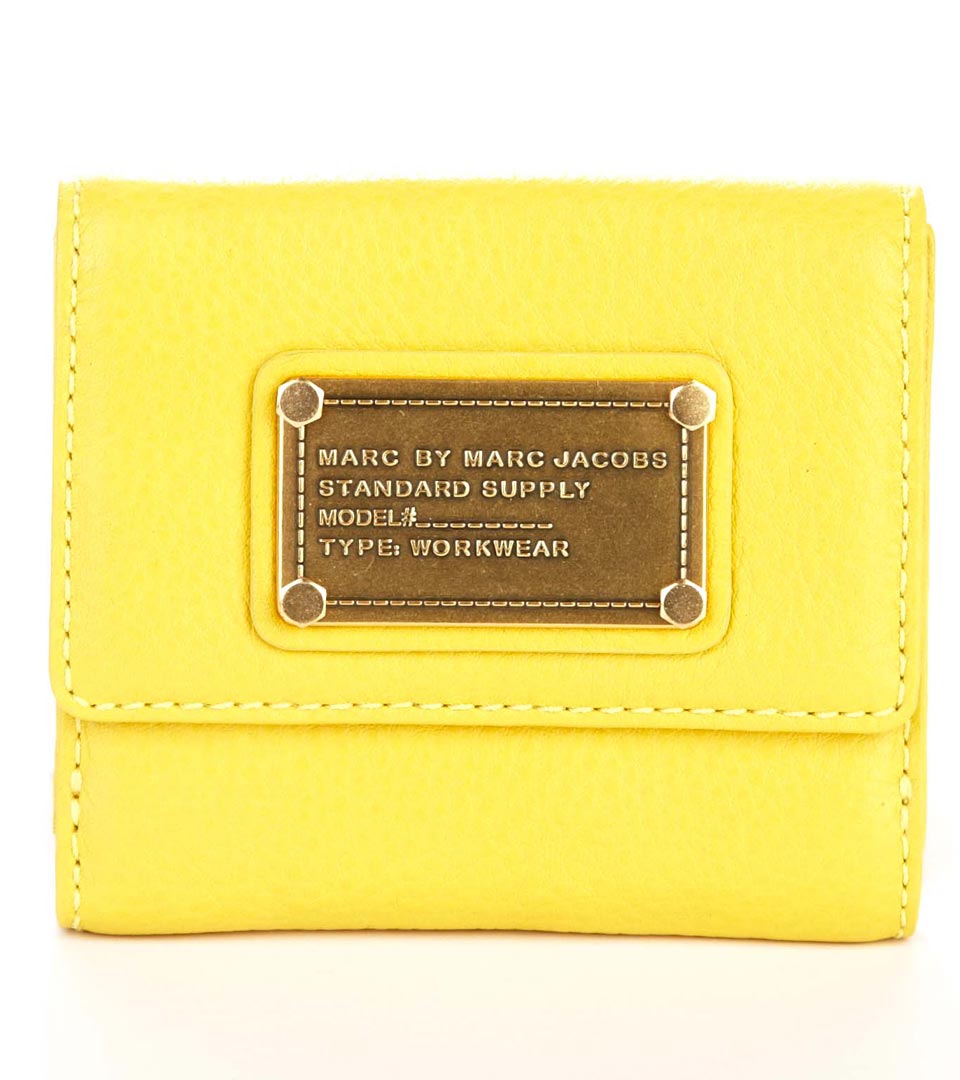 marcbymarcjacobs标牌饰柠黄色小型钱夹