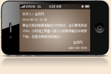 金投网黄金白银短信服务效果图