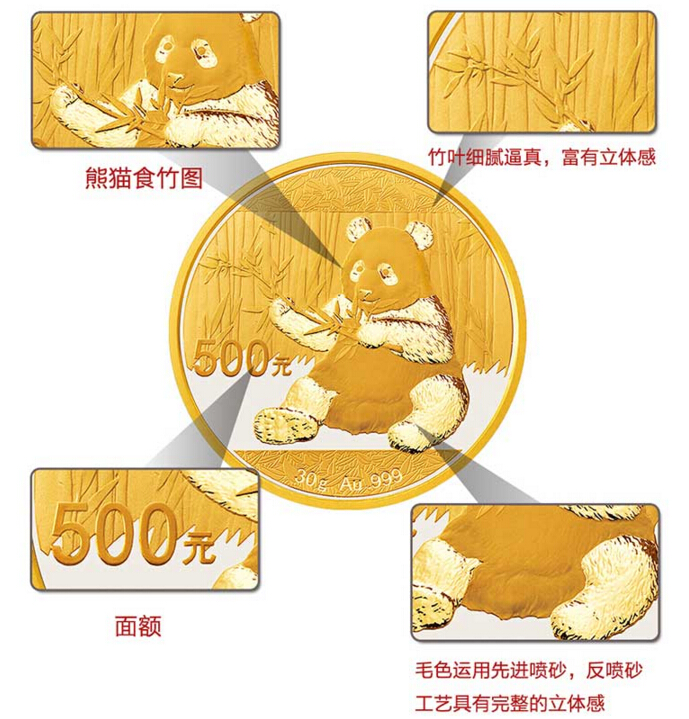 2017版熊猫普制封装金币30克