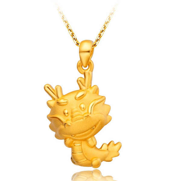 周大福足金俏皮龙吊坠图片_珠宝图片