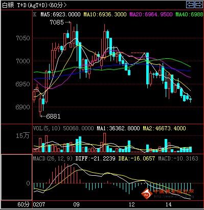 白银t+d走势图（2012.02.14小时图）