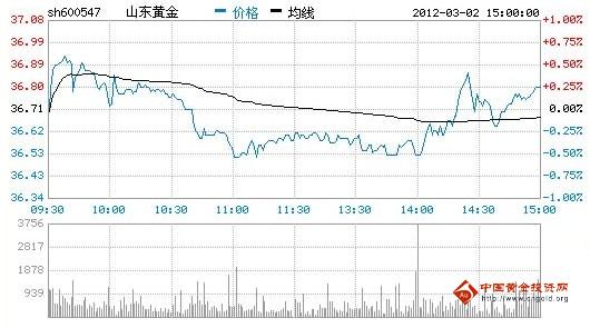 今日山東黃金股票行情(2012年03月02日)