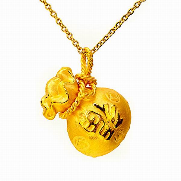 东祥金店千足金财源钱袋吊坠图片_珠宝图片
