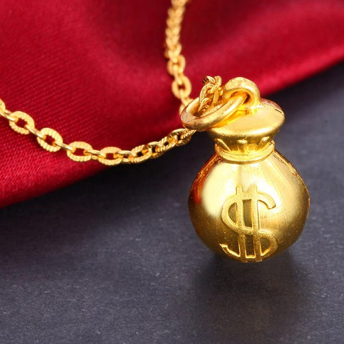 爱迪尔珠宝足金聚财钱袋吊坠图片_珠宝图片