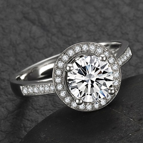 爱度钻石众星捧月18k金钻石群镶戒指图片_珠宝图片