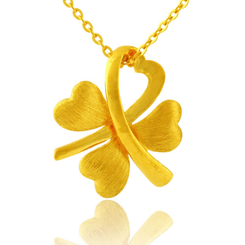东祥金店黄金花期系列心系四叶草吊坠图片_珠宝图片