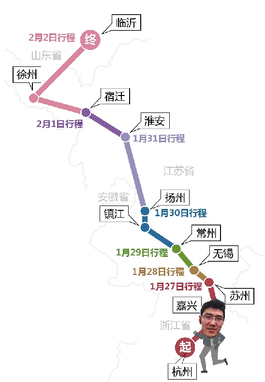 苹果哥：坐35趟公交车从杭州回到山东临沂 历时7天