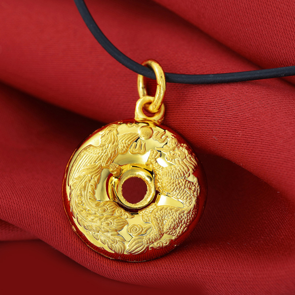 六福典雅珠宝999千足金龙平安扣吊坠图片_珠宝图片