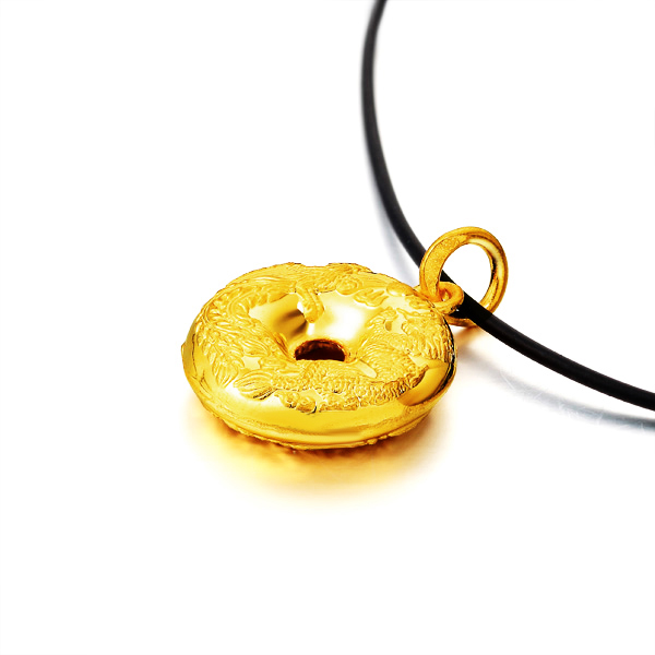 六福典雅珠宝999千足金龙平安扣吊坠图片_珠宝图片