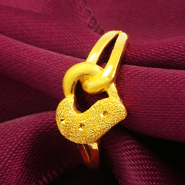 六福典雅珠宝999千足金心形女士婚戒图片_珠宝图片