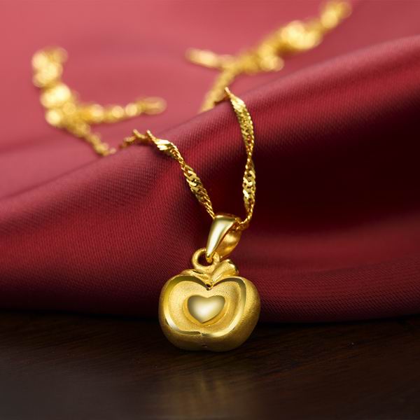佐卡伊3d硬黄金爱心苹果吊坠图片_珠宝图片