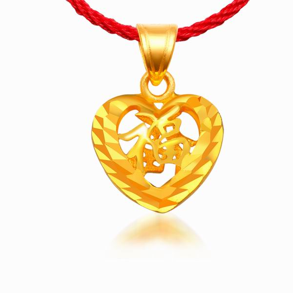 萃华金店千足金爱心福福在心中吊坠图片_珠宝图片