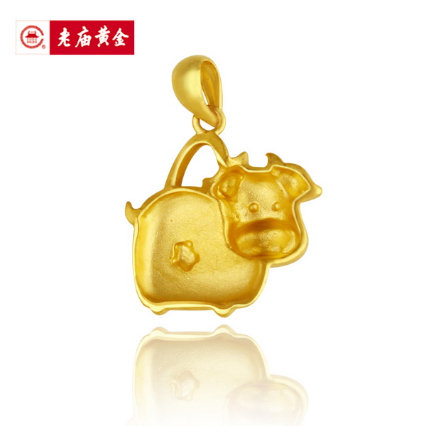 老庙星座情缘千足金金牛座吊坠图片_珠宝图片
