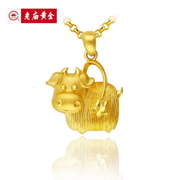 老庙星座情缘千足金金牛座吊坠图片_珠宝图片
