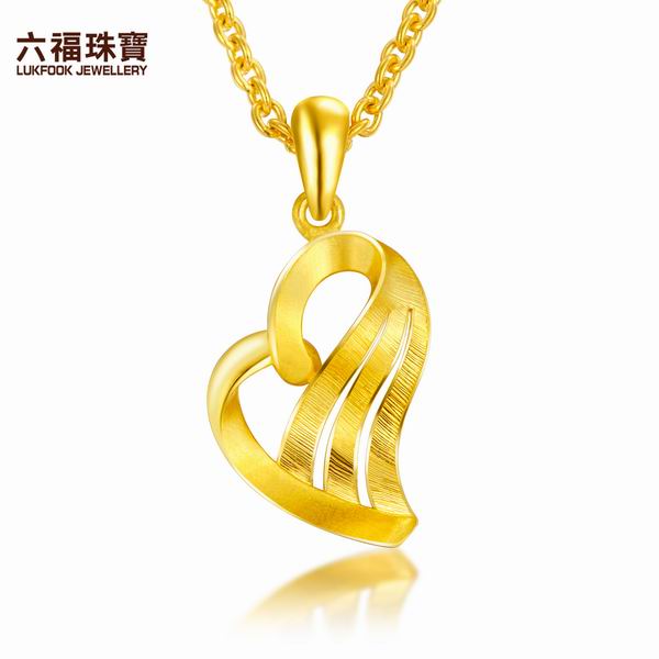六福珠宝足金心形黄金吊坠图片_珠宝图片