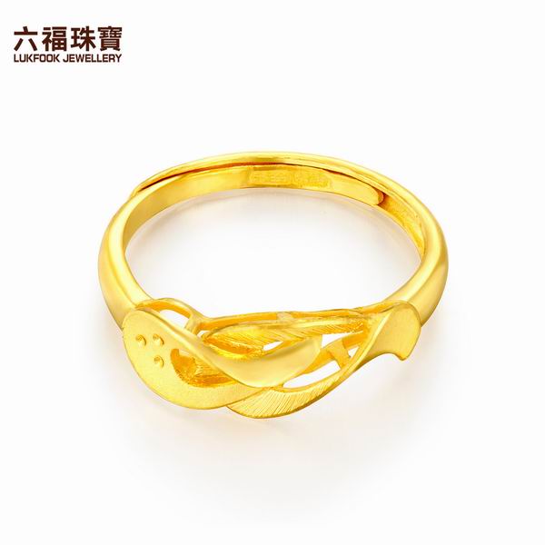 六福珠宝足金依恋婚嫁黄金戒指图片_珠宝图片