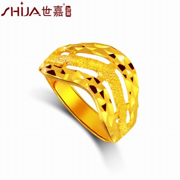 世嘉珠宝千足金步步登高流沙水波女戒图片_珠宝图片