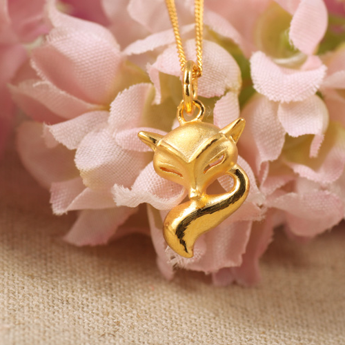 明牌珠宝千足金狐狸黄金吊坠图片珠宝图片