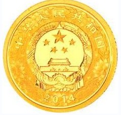 1/10盎司圆形精制金质彩色纪念币正面图案