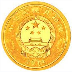 1/10盎司圆形精制金质纪念币正面图案