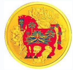 1/10盎司圆形精制金质彩色纪念币背面图案