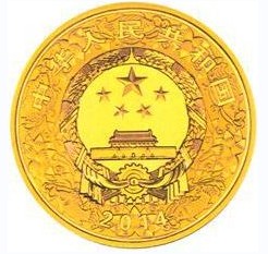 5盎司圆形精制金质彩色纪念币正面图案