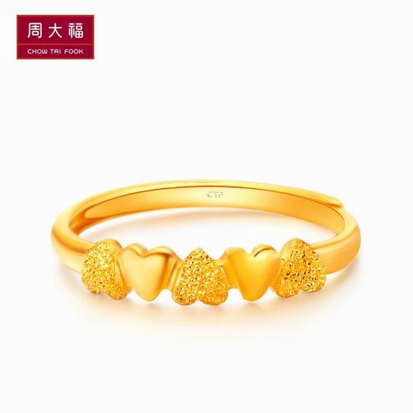 周大福猜中你的心足金黄金戒指图片_珠宝图片