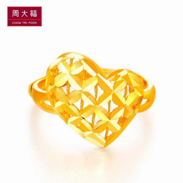 周大福婚嫁编织心黄金戒指图片_珠宝图片