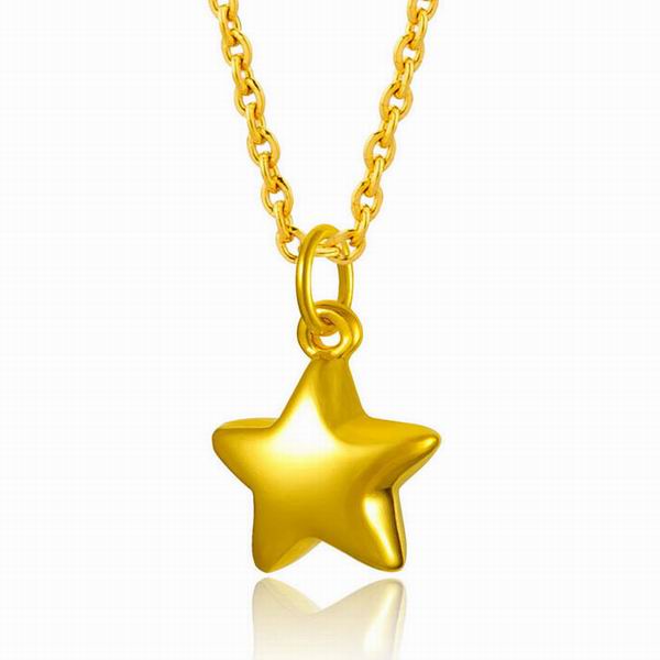 潮宏基3d硬金精美工艺星星吊坠图片_珠宝图片
