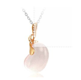 小豌豆K金芙蓉石钻石吊坠