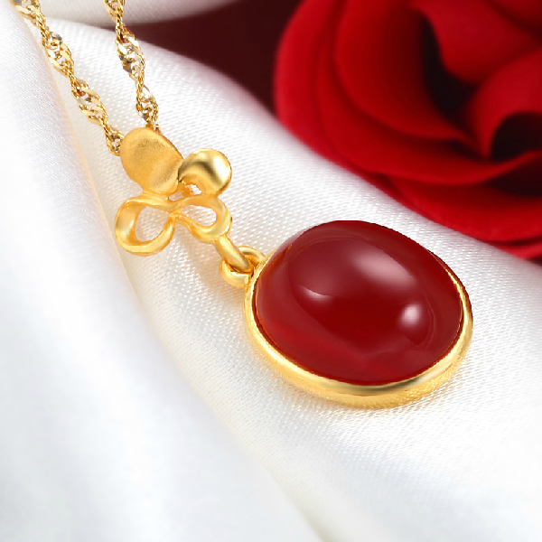 克徕帝千足黄金红玛瑙恋爱记&体验吊坠图片_珠宝图片