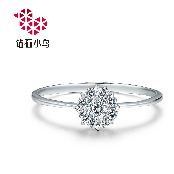 钻石小鸟群镶白18k金戒指钻戒女戒图片_珠宝图片