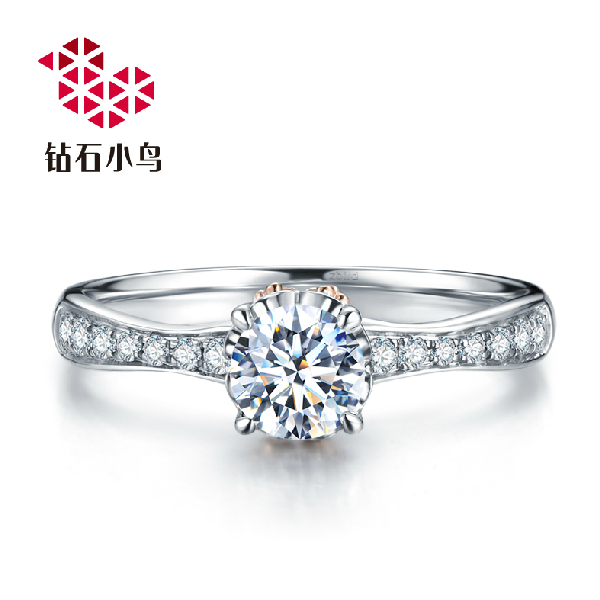钻石小鸟白18k金玲珑结婚钻石戒指图片_珠宝图片
