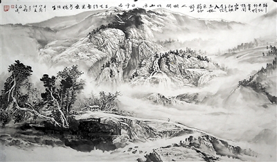 《八百里洞庭全图》长卷山水画在湖南展出