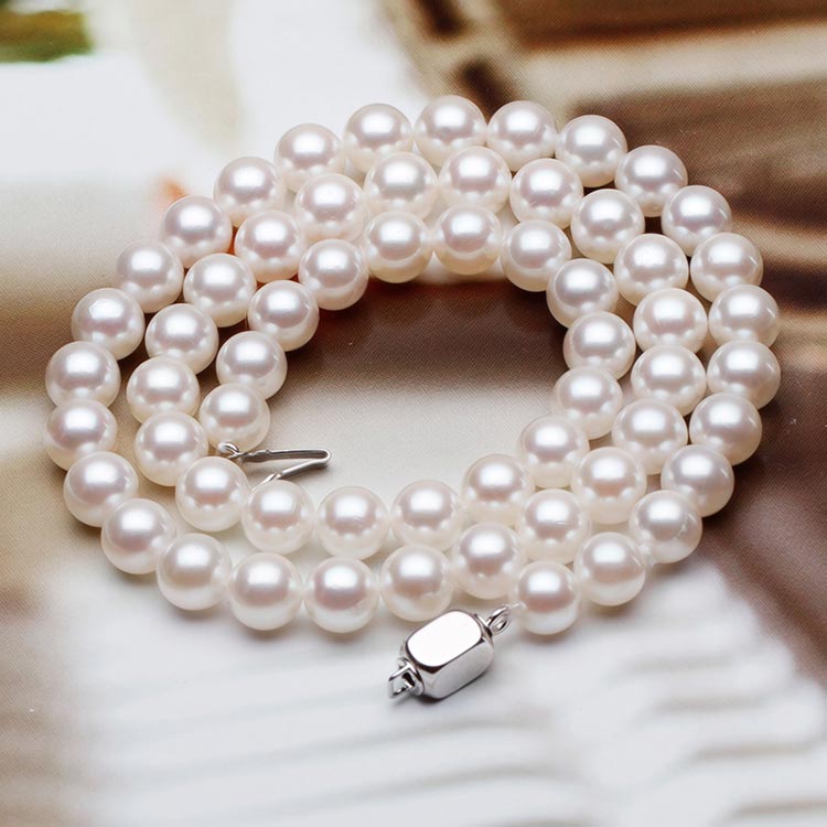 海润珍珠白色天然淡水珍珠项链图片_珠宝图片