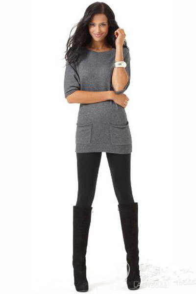 4服装搭配技巧让你瘦 长款毛衣配紧身裤轻松遮