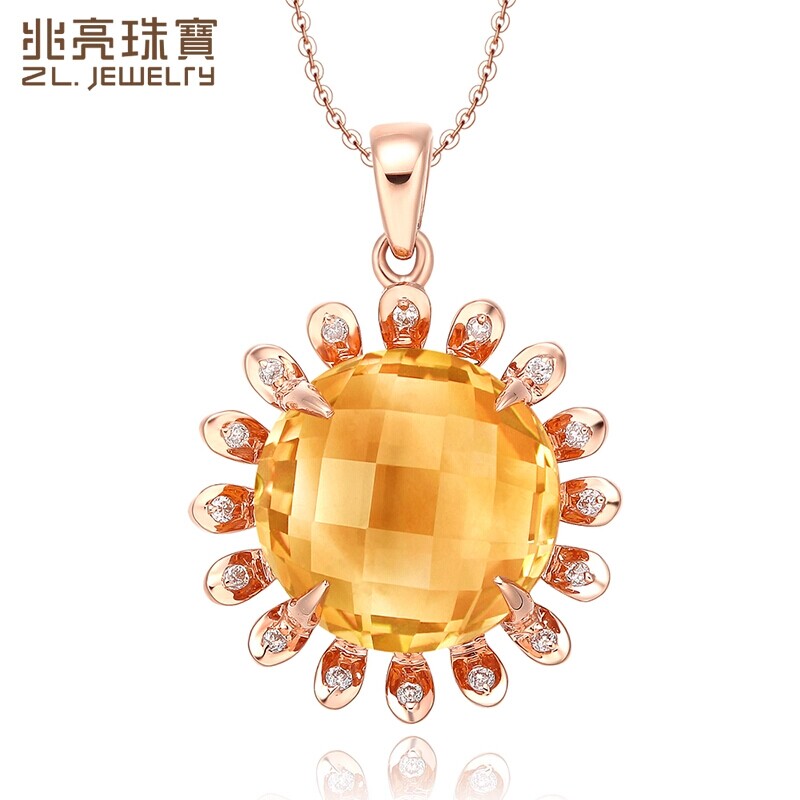 兆亮珠宝招财黄水晶女士彩宝项链图片_珠宝图片