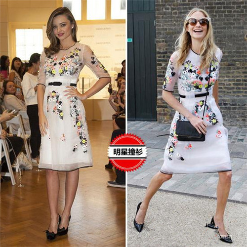 可儿撞衫英国名媛 同款碎花裙谁穿更有气质