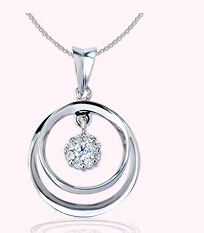 钻石小鸟白金吊坠