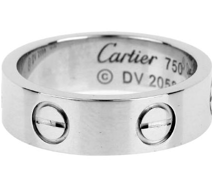 CARTIER(卡地亚) LOVE系列18K白金宽版戒指