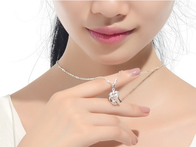 女士银项链图片